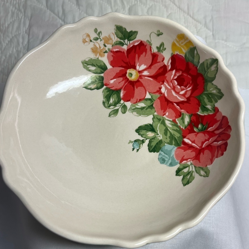 Rare The Pioneer Woman Prototype Vintage Floral green Pasta Bowl. Signed by Ree - Picture 3 of 6